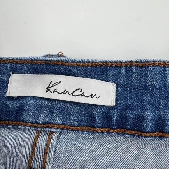 Kancan Jean Shorts Womens 7* Blue Denim Stretch Distressed Mid Rise Cut Off - Picture 6 of 11